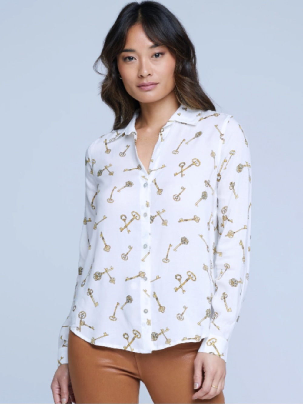 L’Agence Holly Key Print Blouse Size S